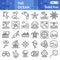 Ocean line icon set, nautical symbols collection or sketches. Marine life signs for web, linear style pictogram package