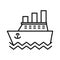 Ocean Liner Voyage Icon Black And White Illustration