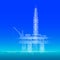 Ocean oil gas drilling rig low poly business concept. Finance economy polygonal petrol production. Petroleum fuel