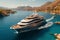 Ocean opulence Aerial view captures summer luxury yacht cruising in splendid isolation