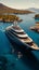 Ocean opulence Aerial view captures summer luxury yacht cruising in splendid isolation