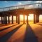 Ocean pier under warm sunset