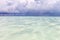 The ocean before the rain. Summer juicy seascape. The Caribbean Sea with turquoise water, .