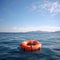 Ocean Rescue: Lifebuoy SOS Banner with Copyspace