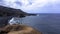 Ocean, rocks and black beach near El Golfo, Lanzarote, Canary Islands