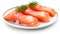 Ocean\\\'s Finest: Closeup of Salmon Sashimi Isolated on White Background