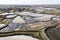 Ocean salt recovery fields in France. Marais salants. Drone view