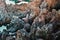 Ocean sea water black volcanic rocky shore rough seas background Porto Moniz Madeira