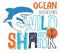 ocean shark wild print vector art