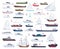 Ocean ships. Yacht sailing boats and travel big and little vessel vector cartoon collection