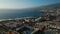 ocean shore with hotels and beach, Los Cristianos, Tenerife, Canary, aerial shot