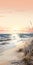 Ocean Sunset: Graphic Illustration Of A Serene Beachscape