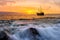 Ocean Sunset Pirate Ship Fantasy