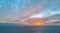 Ocean sunset on sky background with colorful clouds. Calm sea with sunrise sky, hawaii.