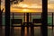 Ocean sunset view from bedroom balcony for travel concept