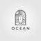 Ocean surf line art logo vector illustration design, beach logo design