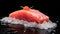 Ocean Symphony: Closeup of Maguro Sashimi Isolated on Black Background