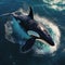 Ocean Symphony: Majestic Orca Leaping in a Graceful Water Ballet