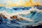 ocean with this thick paint painting, a captivating portrayal of sea waves in an atmospheric seascape.