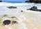 Ocean Tides Swirling Around Rocks on the Beach