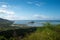 Ocean view at Mauritius over a lonely island in the african ocean at the wonderful vacation destination.