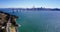 Ocean view of San Francisco city bay bridge from treasure island