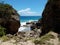 ocean water at Guajataca beach in Isabela Puerto Rico with rocks