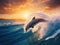 Ocean wave with animal. Bottlenosed dolphin Tursiops truncatus in the blue water. Wildlife action scene from ocean nature