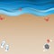 Ocean wave and beach background with summer concept paper art st