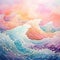 Ocean Wave Pastel Serenity Watercolor Background