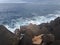 Ocean waves crashing on rocks