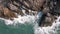 Ocean Waves Crashing Rocky Tropical Coastline