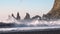 Ocean waves crush the pebble rocks of the beach in Iceland. 4K sea waves crashing on the shore. Splashes of sea storm