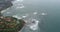 Ocean waves and fishermen village landscape