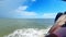 Ocean waves hitting the boat of Bay of Bengal in Bangladesh which is sailing for the most attractive island Saint Martin.