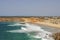 Ocean waves on Praia Do Tonel beach. View from Sagres fortress,