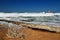 Ocean waves running on smooth rocks at the time of ebb.