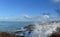 Ocean Waves Spraying on Lava Rock on the Shore