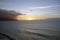 Ocean .Waves wind and clouds. Landscapes of Madeira. Surf. Horizon. Blue sky and clouds.