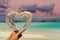 Ocean wooden natural heart - turquoise water, bahamas