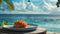 This oceanfront dining scene captures the essence of a tropical retreat with a tantalizing ceviche, freshly prepared