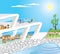 Oceanfront Modern Mansion Vector Illustration