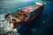 Oceanic beauty revealed in an aerial view of a cargo container ship