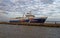 The Oceanic Endeavour Seismic Vessel berthed alongside a Concrete Pier at Belem