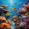 Oceanic Kaleidoscope: A vibrant aquatic collage, showcasing the rich marine life beneath the surface