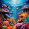 Oceanic Kaleidoscope: A vibrant aquatic collage, showcasing the rich marine life beneath the surface