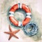 Oceanic Lifesavers. Starfish, Lifering, and Rope