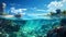 Oceanic Serenade: A Clear Ocean, Mesmerizing Sky, and the Stone\\\'s Delicate Pose
