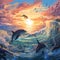 Oceanic Symphony: The harmonious collaboration of waves, sea creatures, and seagulls