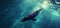 Oceanic tranquility graceful movement of the majestic whale underwater. Generated by AI